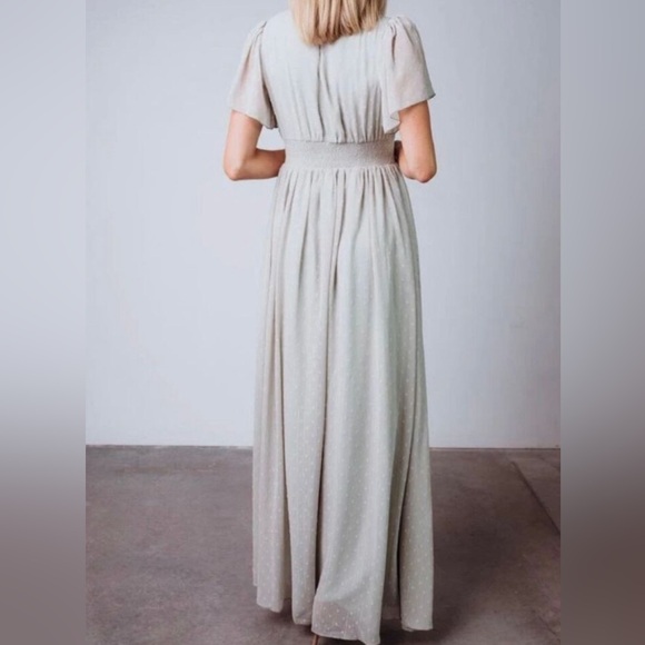 Baltic Born Weslie Sage Green Swiss Dot Maxi Dress - S - Picture 3 of 7